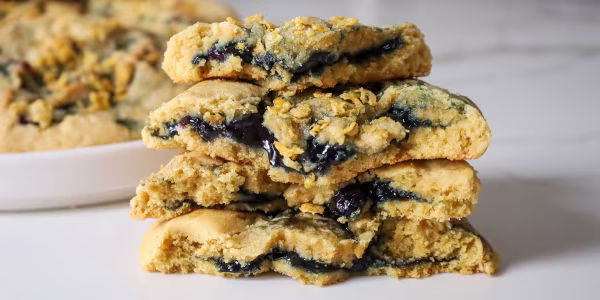 Sweet Corn Cookies with Blueberry Pie Swirl