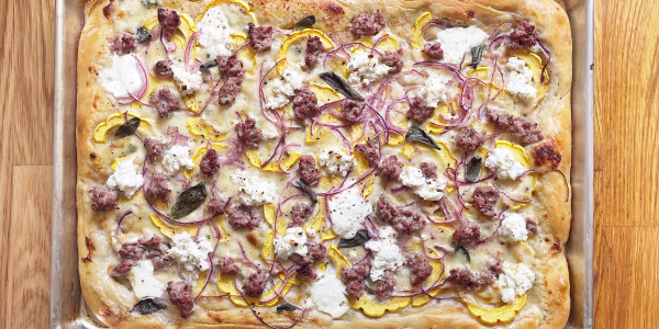 Sausage and Squash Sheet-Pan Pizza