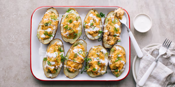 Twice-Baked Loaded Buffalo Potatoes