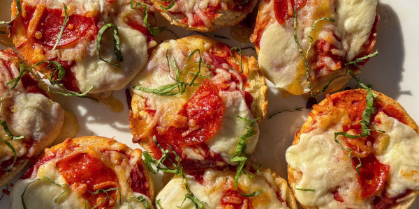 Pizza Bagel Bites with Hot Honey