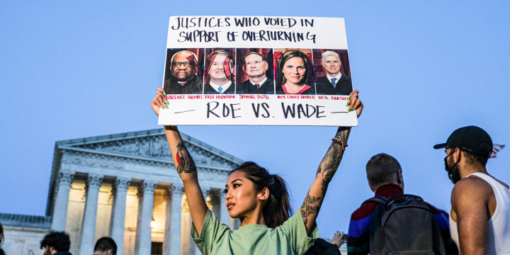 Nikki Tran, an abortion rights supporter, protests outside the Supreme Court on May 3, 2022.