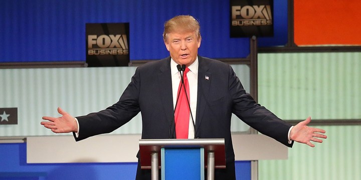From left, Marco Rubio, Donald Trump and Ted Cruz  participate in a presidential debate in North Charleston, S.C.,