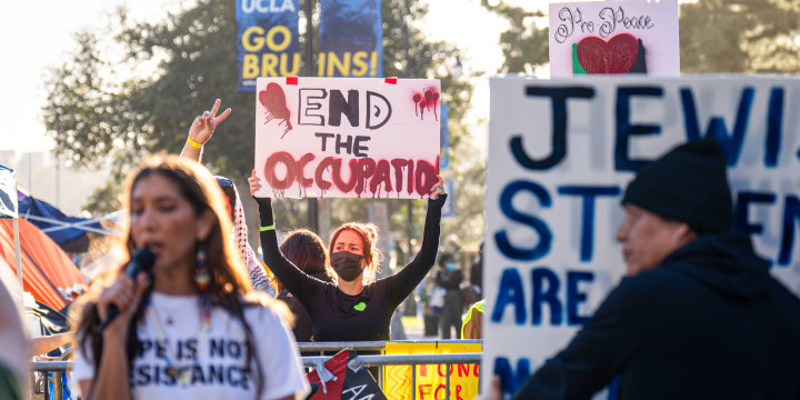 Pro-Israel and pro-Palestinian students face off.