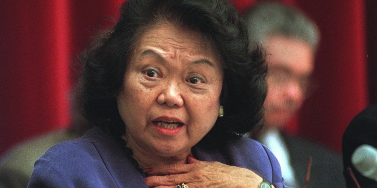 Rep. Patsy Mink, D-Hawaii, takes part in a hearing of the House Education and the Workforce Committee hearing on the whether to issue subpoenas on the 1996 Teamsters elections.