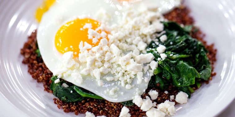 Egg, Spinach, Quinoa and Feta Power Breakfast