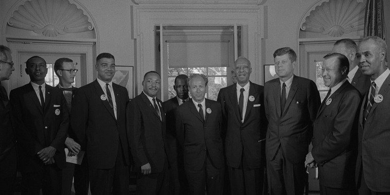 Image: Civil rights leaders meeting with President John F. Kennedy in the Oval Office of the White House following the civil rights march on Washington D.C., Aug. 28, 1963.