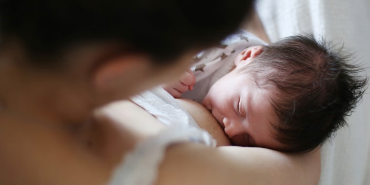 A newborn breastfeeding