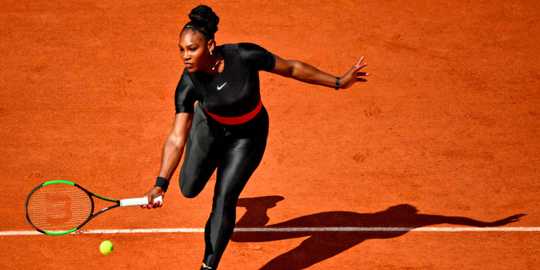 Serena Williams wearing her black catsuit at the French Open