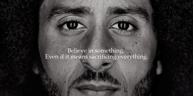 Image: Colin Kaepernick appears as a face of Nike Inc advertisement marking the 30th anniversary of its \"Just Do It\" slogan