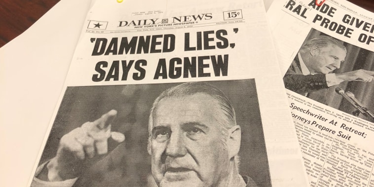 'Damned Lies,' says Agnew Daily News front page