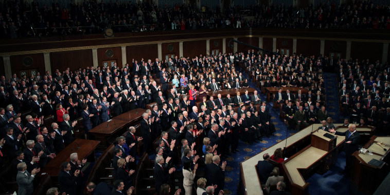 Image: President Donald Trump arrives for the State of the Union address on Jan. 30, 2018.
