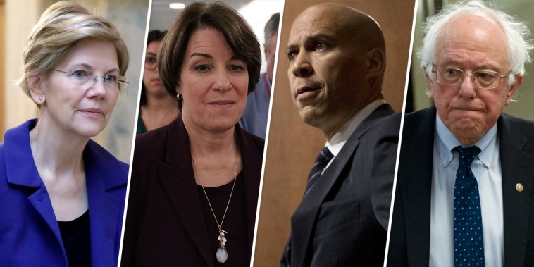 Image: Elizabeth Warren, Amy Klobuchar, Cory Booker and Bernie Sanders