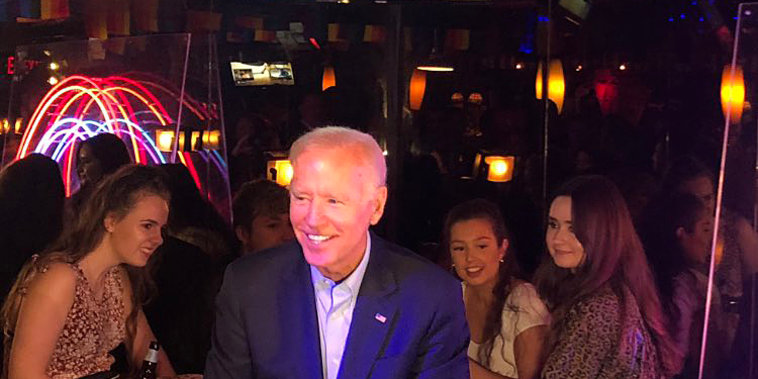 Former Vice President Joe Biden stopped by the historic Stonewall Inn after his second fundraiser of the day, in New York, on June 18, 2019.