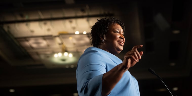Stacey Abrams addresses supporters during an election night watch party in Atlanta on Nov. 6, 2018.