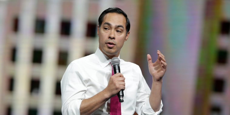 Democratic presidential candidate Julian Castro speaks during the Iowa Democratic Party's Liberty and Justice Celebration on Nov. 1, 2019, in Des Moines.