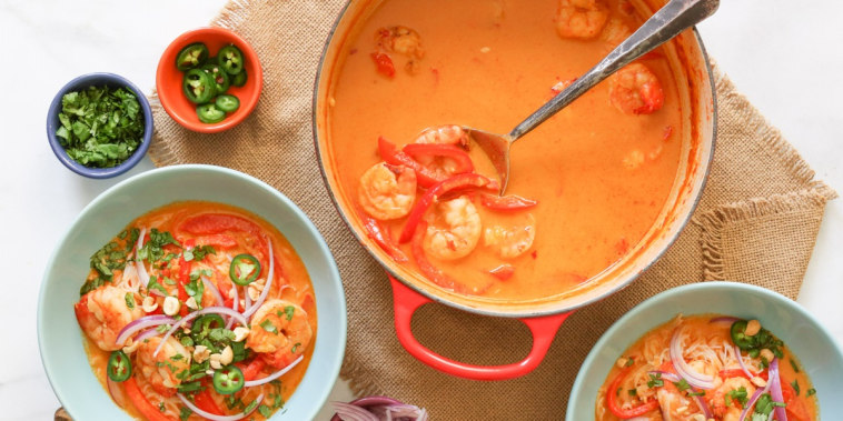 Like most noodle dishes, this red curry recipe is ripe for improvisation. Halibut, cod, salmon or chicken make great swaps for the shrimp. Or, go vegan with tofu or chickpeas.
