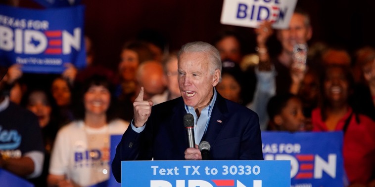 Image: Democratic 2020 U.S. presidential candidate former Vice President Joe Biden speaks at a campaign event in Dallas