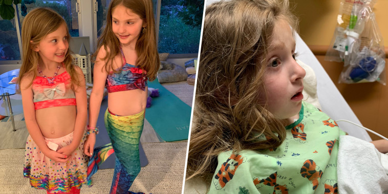 Annabelle Lisberg almost drowned while wearing a mermaid tail swimsuit and playing in a kiddie pool with her older sister, Ruby.