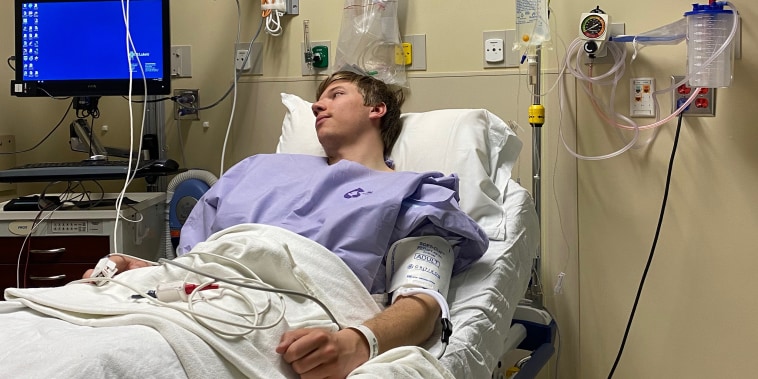 Colin Finnerty spent six days on oxygen in the hospital.