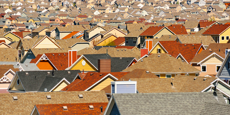 Rooftops in suburban development, Colorado Springs, Colorado, United States