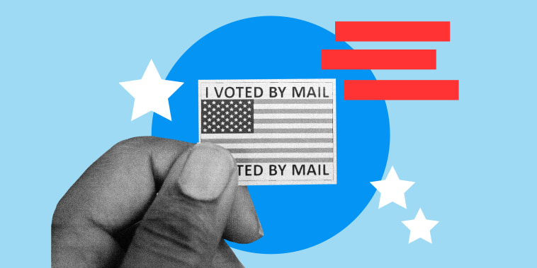 Photo illustration of man holding mail in ballot