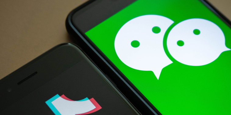 The logos for WeChat and TikTok.