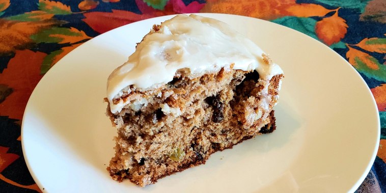 Apple Sauce Cake with Caramel Frosting