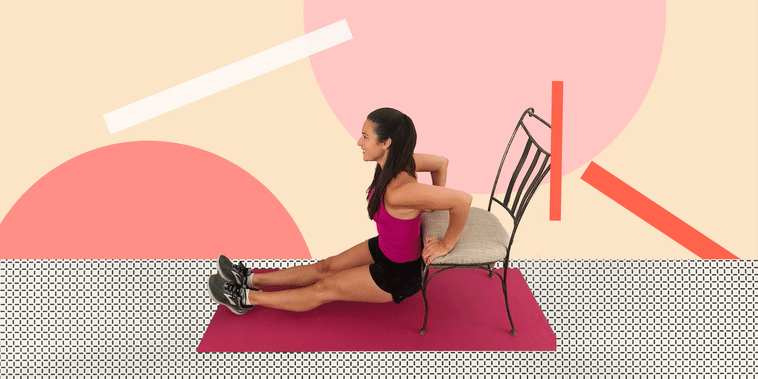 Young woman working out with a chair