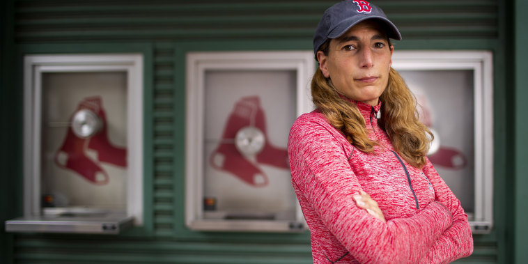 Image: Fenway Park vendor Heidi Hashem poses for a portrait on Lansdowne Street outside of Fenway Park on April 28, 2021 in Boston.