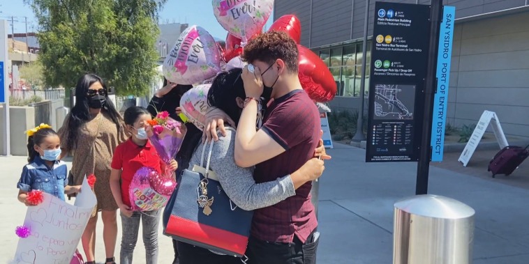Brian hugs his mother Sandra after being reunited in San Ysidro, San Diego, Calif., after being separated in 2017.