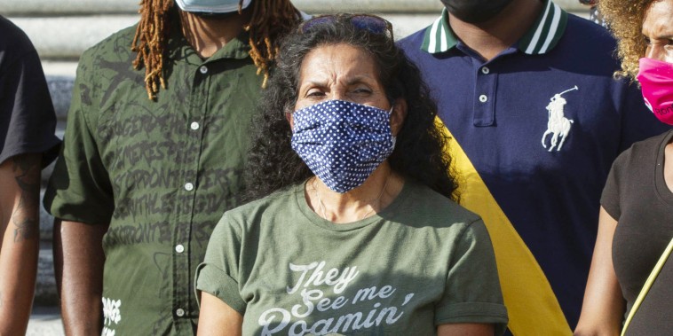 Mona Hardin, the mother of Ronald Greene, stands at a news conference outside the Louisiana State Capitol in Baton Rouge on October 7, 2020.
