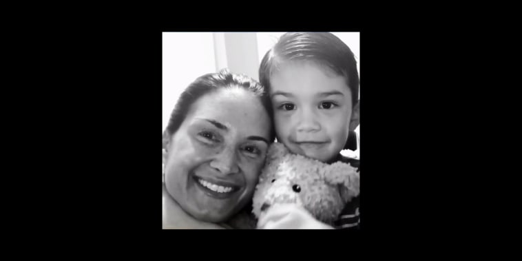 Aiden Leos with his mother Joanna Cloonan.