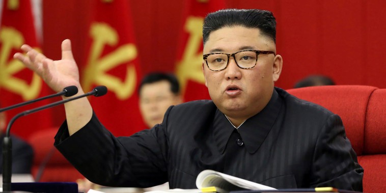 Image: North Korean leader Kim Jong Un speaks during a Workers' Party meeting in Pyongyang, North Korea