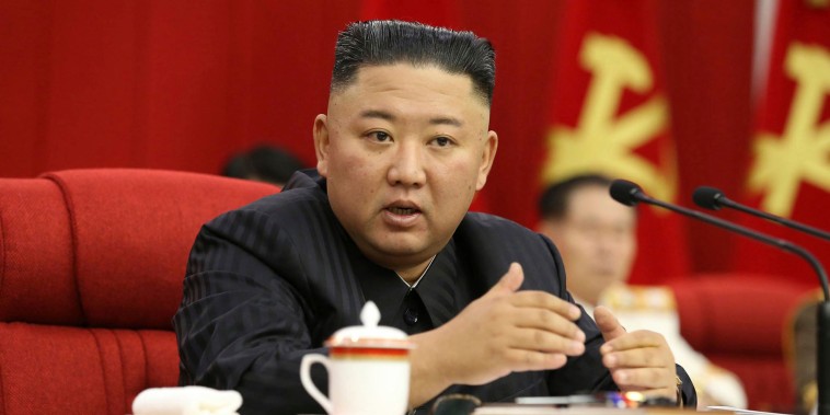 Image: North Korean leader Kim Jong Un speaks during a Workers' Party meeting in Pyongyang, North Korea,