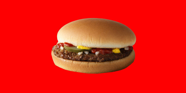 McDonald's hamburger on a red background