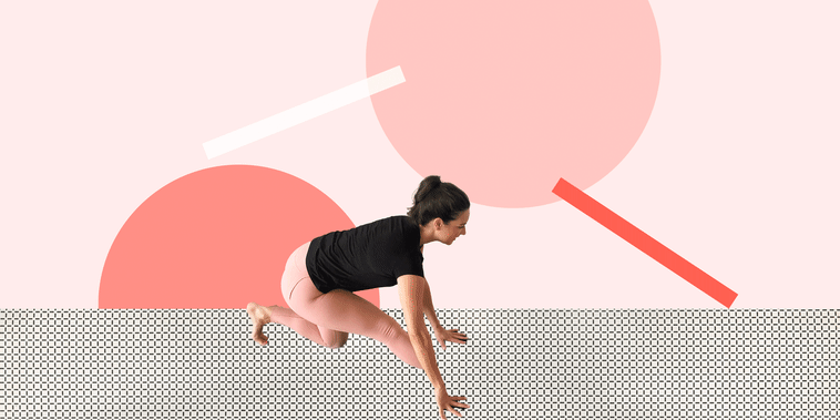 Animated illustration of woman stretching on a mat
