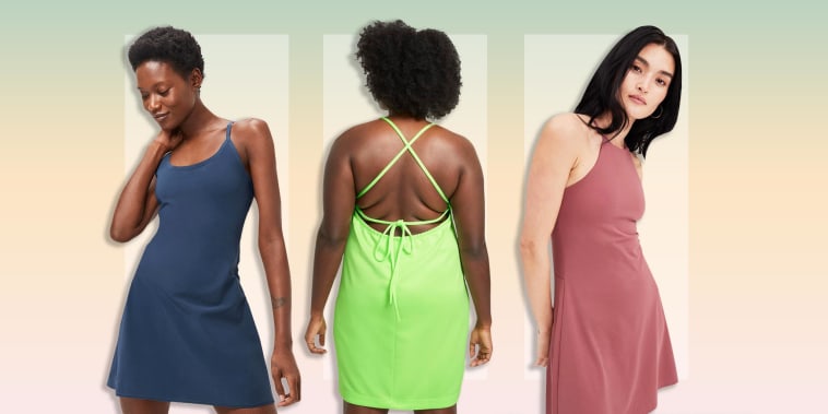 Three Women wearing different styles of exercise dresses