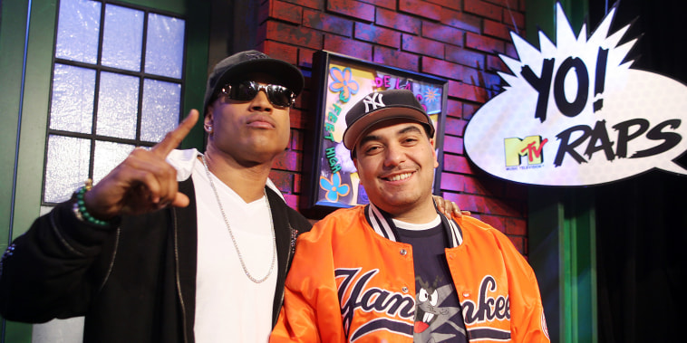 Image: Rapper LL Cool J, left, and host Cipha Sounds during \"Yo! MTV Raps\" at the MTV Times Square studios April 1, 2008 in New York City.
