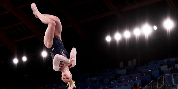 USA's Jade Carey competes in the artistic gymnastics women's floor exercise final during the Tokyo Games on Aug. 2, 2021.