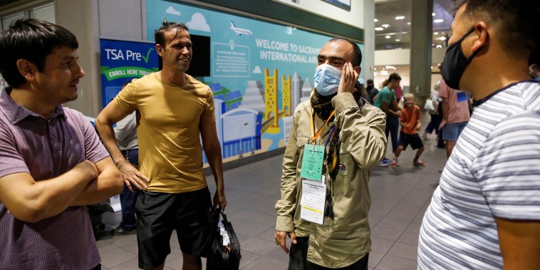 Image: An Afghan translator arrives in Sacramento as part of the first group of interpreters being brought over who are under threat in Afghanistan