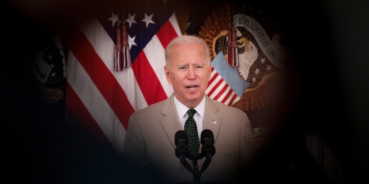 President Joe Biden speaks in the East Room of the White House on Aug. 6, 2021.