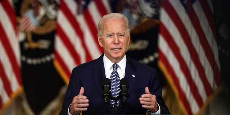 President Joe Biden speaks in the East Room of the White House on Aug. 10, 2021.