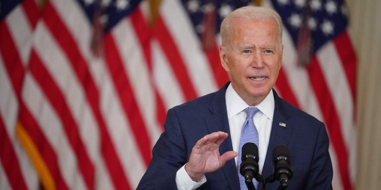 President Joe Biden speaks at the White House on Aug. 12, 2021.