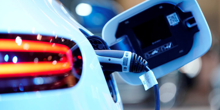 A charging port on an electric vehicle.