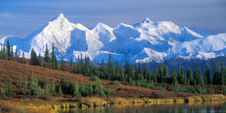 Image: The Alaska Range with Mount McKinley and Wonder Lake with Tundra swans in the fall.