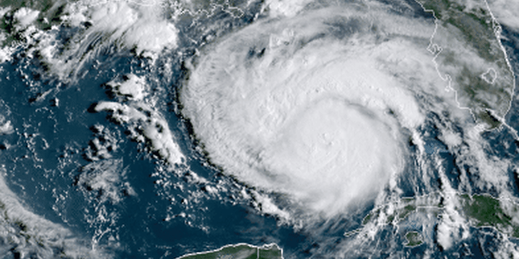 Hurricane Ida makes it's way across the Gulf of Mexico towards Louisiana on August 28, 2021.