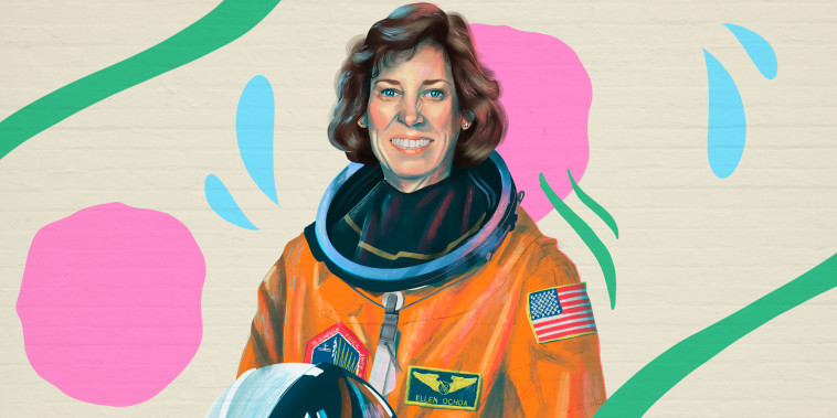 Illustration of Dr Ellen Ochoa in space suit