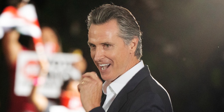 Image: Gavin Newsom during a campaign event at Long Beach City College in Long Beach, Calif., on Sept. 13, 2021.