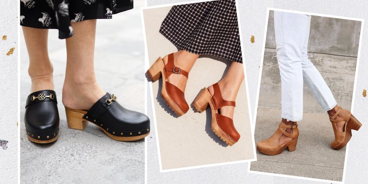 Illustration of three different Women wearing different styles of fashionable clogs