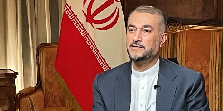 Image: Iranian Foreign Minister Hossein Amirabdollahian during an interview with Andrea Mitchell of NBC News on Sept. 23, 2021.